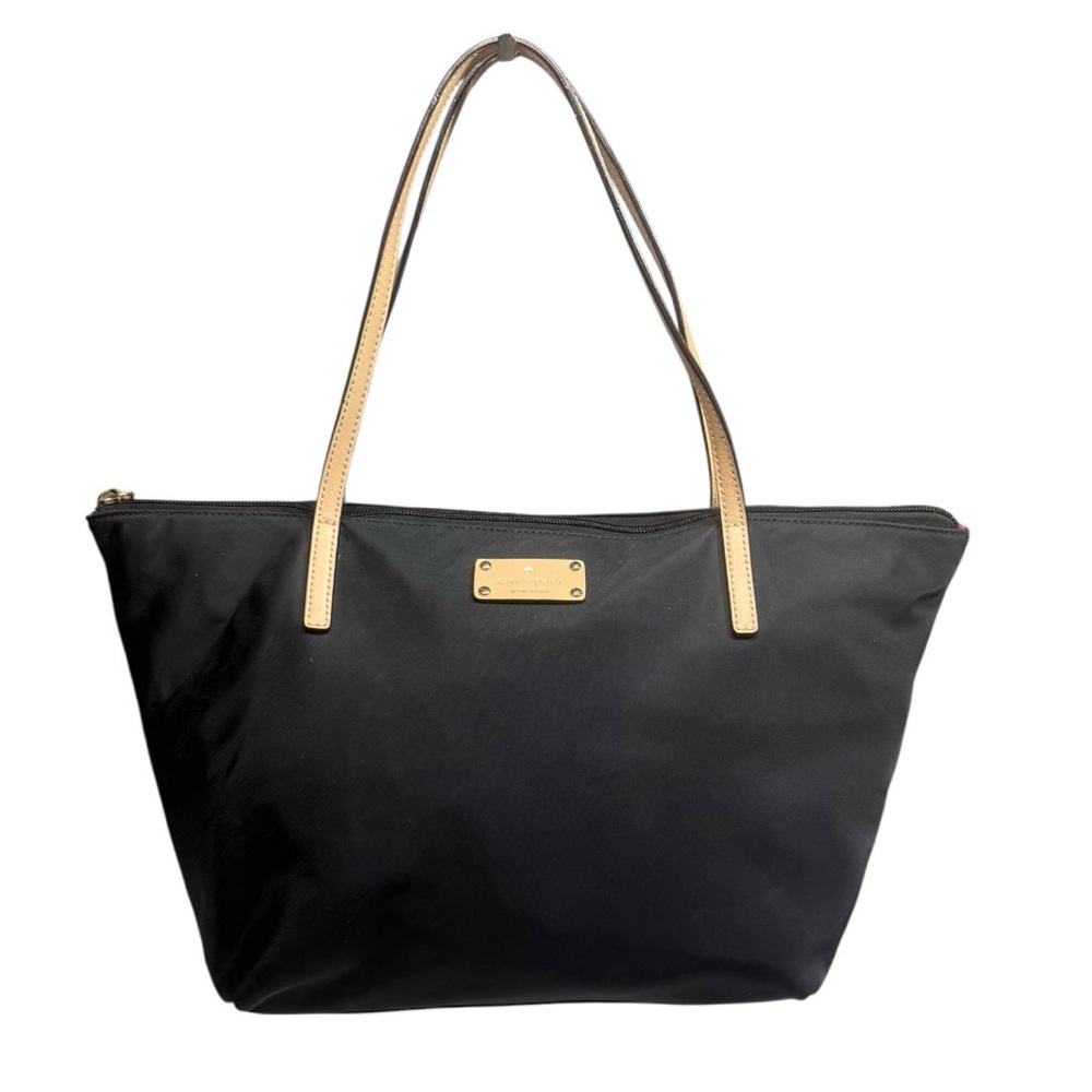 Kate Spade Black Tote Bag with Tan Leather Handles - Picture 2 of 7